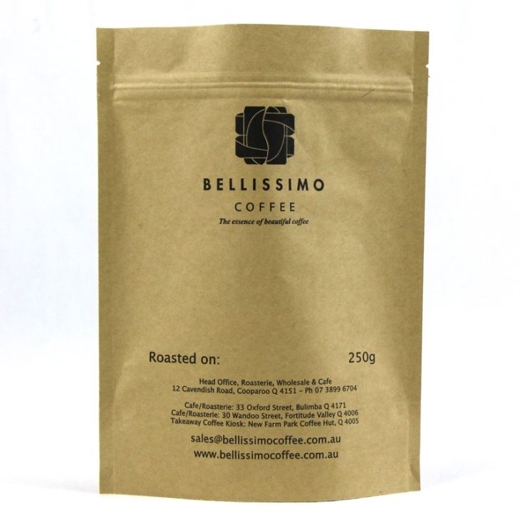 250g Stå opp kaffesekk med glidelås