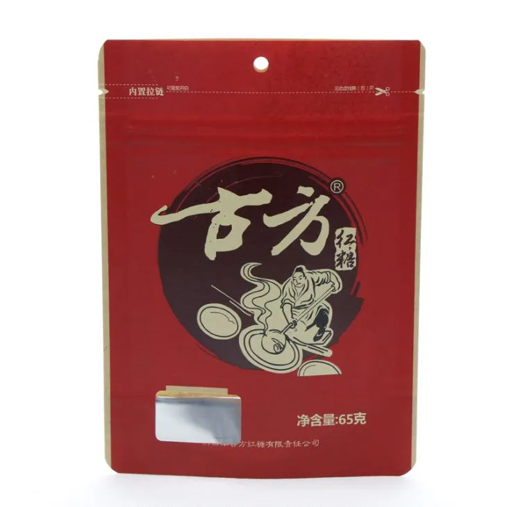 Aluminiumsfolie Stand Up Kraft Food Packaging Bag med glidelås