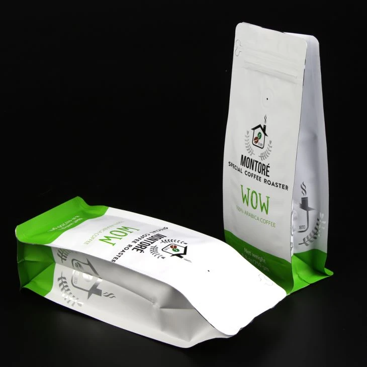 Aluminiumfolie kaffepuche med glidelås og ventil