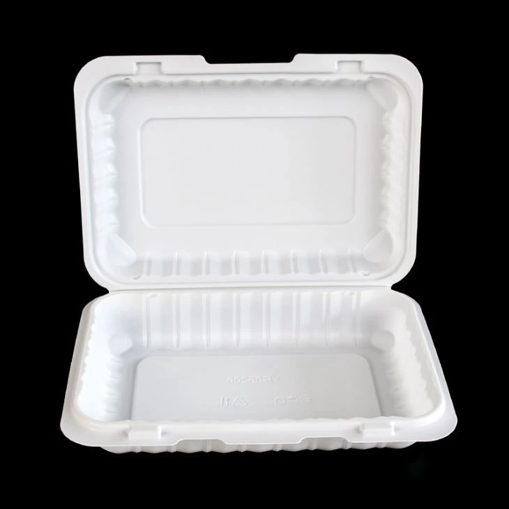 Biologisk nedbrytbart Clamshell Food Container Mikrobølgeovn