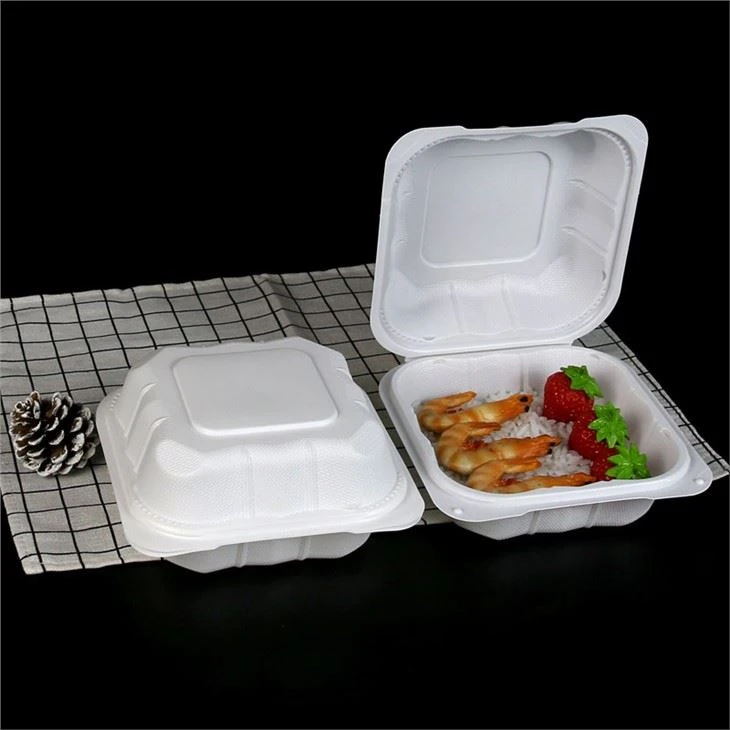 6x6 tommers mineralfylte hamburger-sandwich-hengslede ta-ut-beholdere for å gå