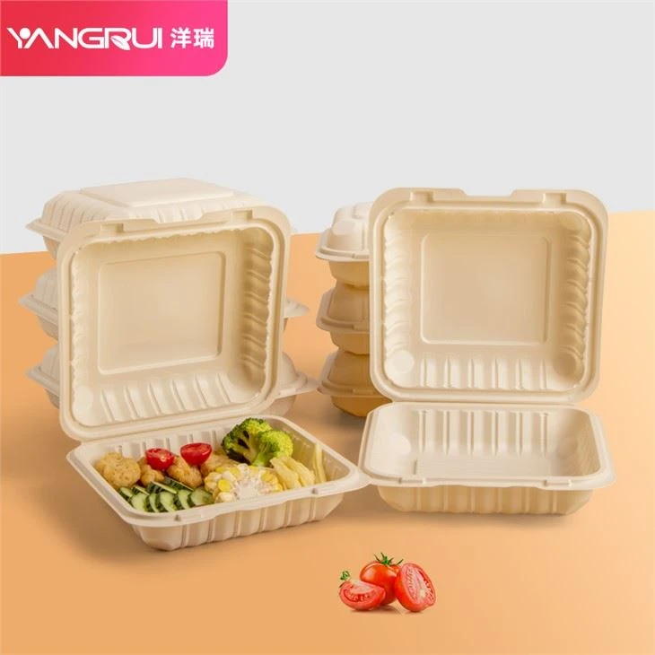 Hengslet to-go mais stivelse mat container 9x9inch