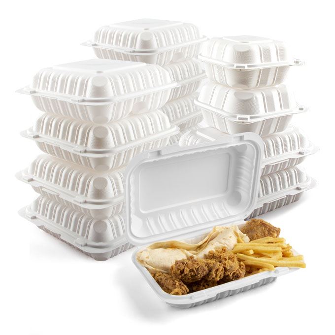 Thermoform 9x6-tommers PP matbeholder for mikrobølgeovn, engangs take-away-mat Bento-matbokser i plast