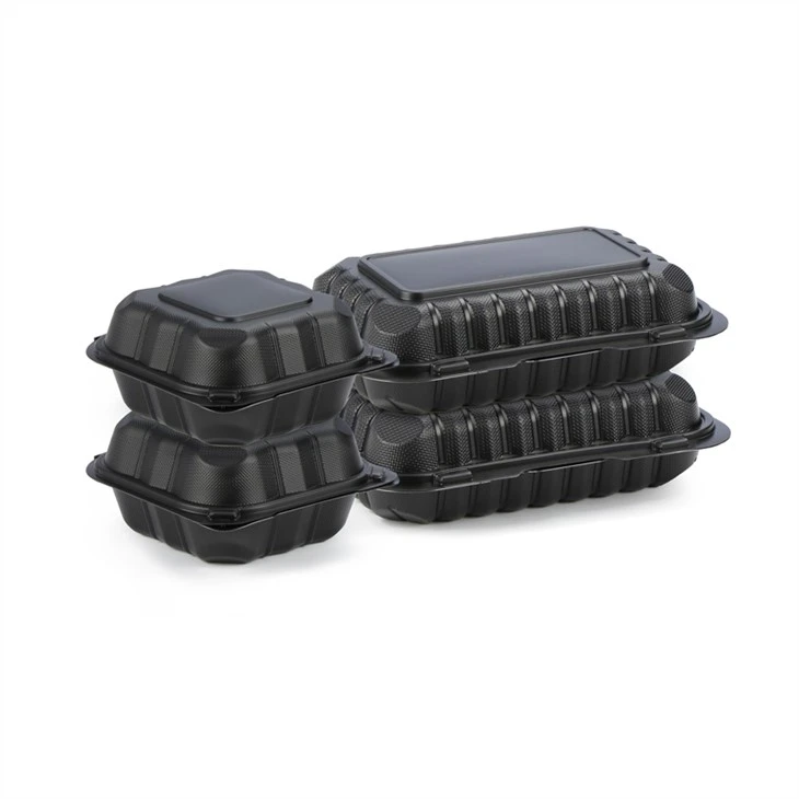 9x6 tommer svart Take Away Mikrobølgesikker Bento-boks Svart hengslet matbeholder Bento-matboks i plast.