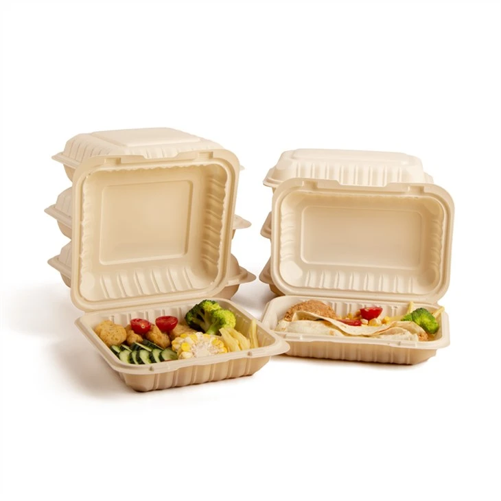 Biologisk nedbrytbar 9x9 tommers Brannkyllingemballasje i plast Ta ut Bento Box Clamshell Food Container