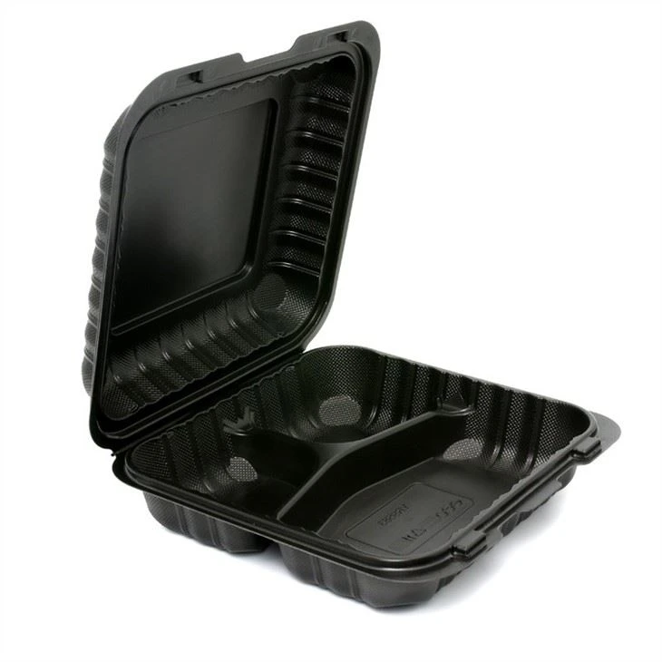 High Quality Microwavable 9x9x3inch Take Away Reusable Food Storage Bento Box Disposable Meal Prep Food Containers