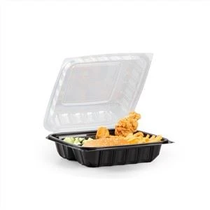 YANG RUI Nytt element Miljøvennlig take-out matbeholder T To Go Box Restaurant Svart 3-roms brett med klar topp