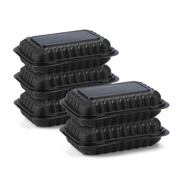 Svarte enkeltroms takeaway-beholdere