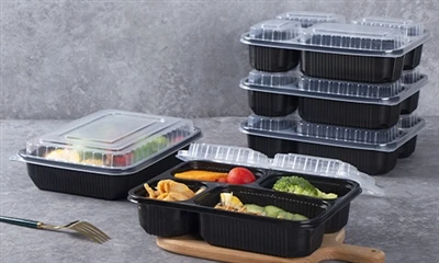 Rektangulære måltidsforberedende matbeholdere Takeaway Hurtigmatpakkeboks Mik...