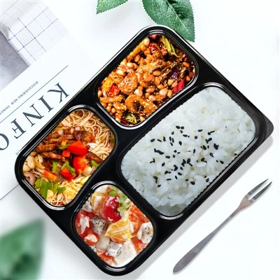 Bento Lunch Box Disponibel Black 4-rom