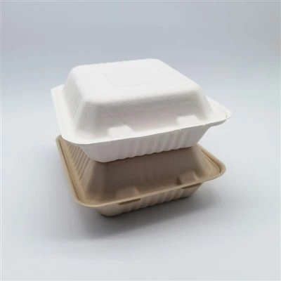 Biologisk nedbrytbar Sukkerrør Bagasse Fiber Pulp Papir Takeout Container