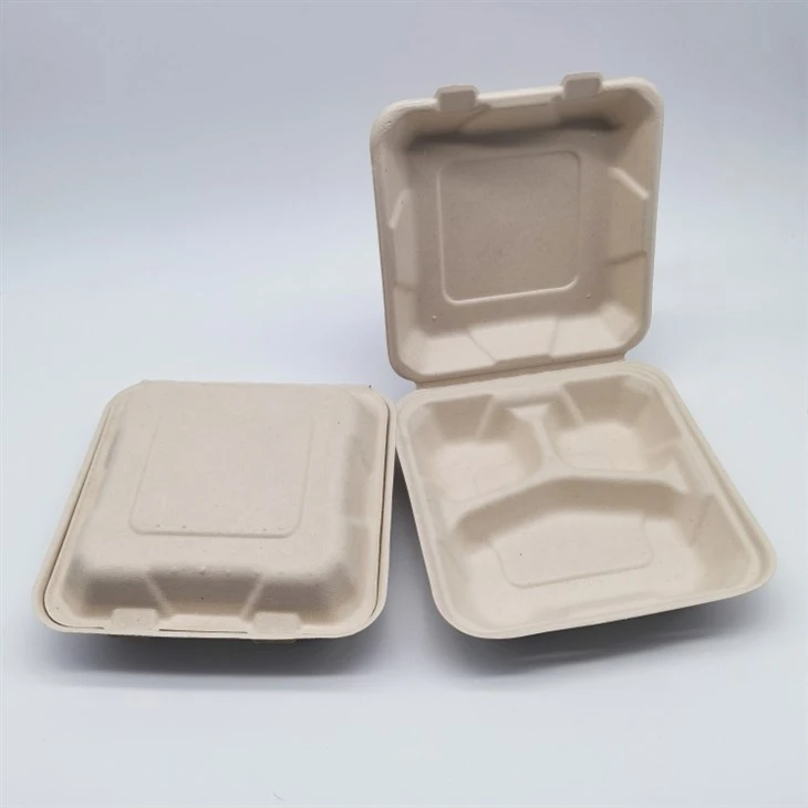 Sukkerrør bagasse matbeholder 9''x9''