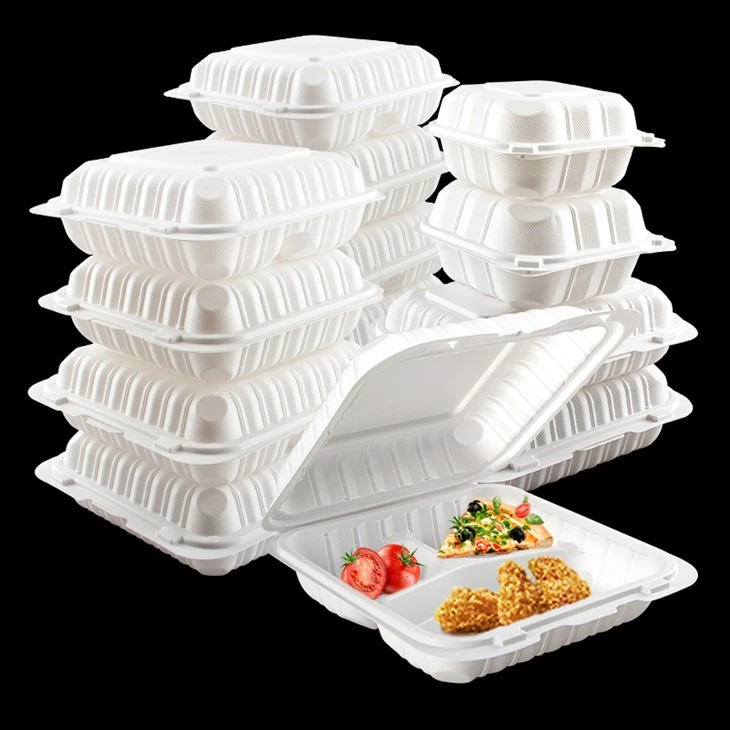 Hvit engangs Bento-boks Takeaway-beholder