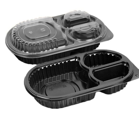Oval matbeholder med 3 rom