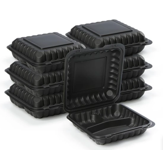 Black 3 Compartment Food Box