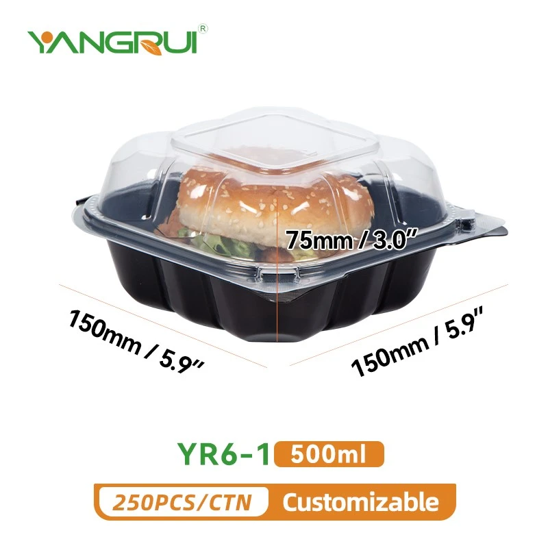burger take-out plastic containers