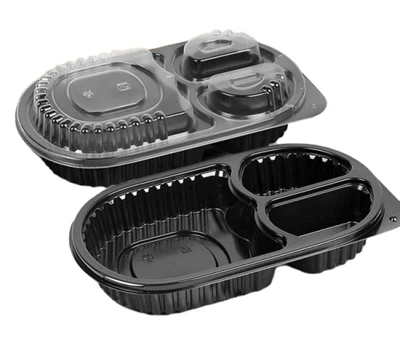 Oval matbeholder med 3 rom
