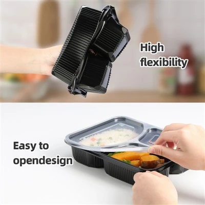 850 ml engangs 3-roms plastmatpakkebeholder Mikrobølgeovn Lunsj Takeaway Mato...